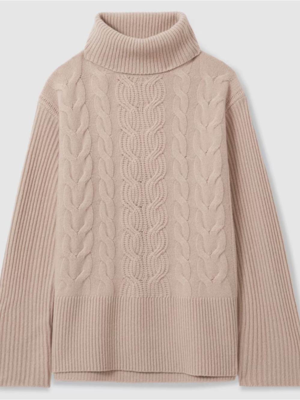 Reiss Carina wool cashmere cableknit turtleneck sweater
Mink NWT